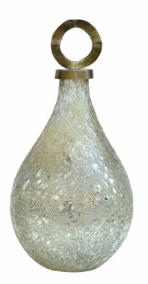 17" Round Artisanal Glass Bottle With a Ring Top