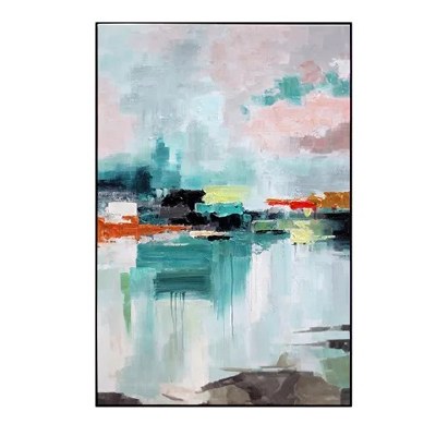 60" x 40" Multicolor Abstract Framed Canvas