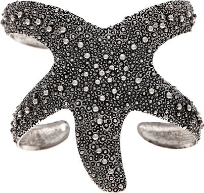 Distressed Silver Toned Starfish Cuff Bracelet