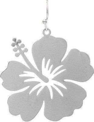 Silver Toned Hibiscus Earrings