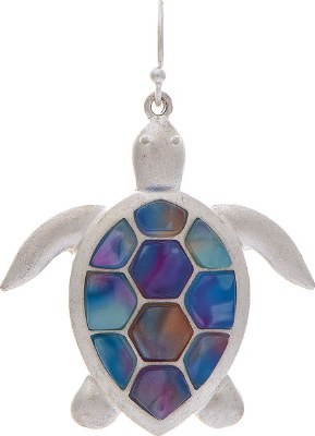 Silver Toned and Multicolor Turtle Earrings