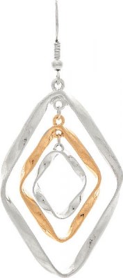 Silver and Gold Toned Diamond Shaped Earrings