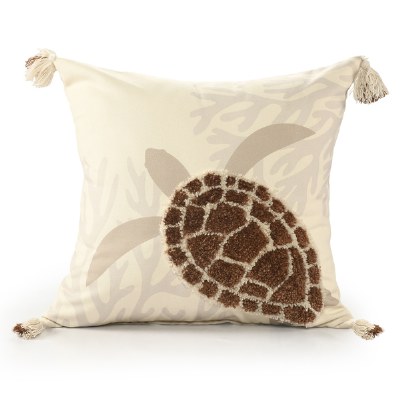 20" Sq Brown Sea Turtle Decorative Pillow