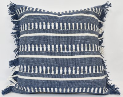 20" Sq Navy Dash and Lines Decorative Pillow