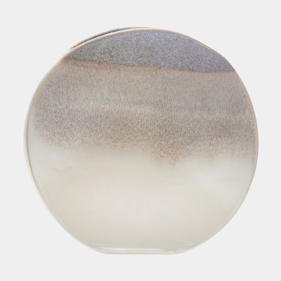 15" Round Beige Ombre Ceramic Vase