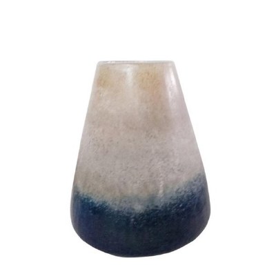 11" Amber and Blue Glass Vase