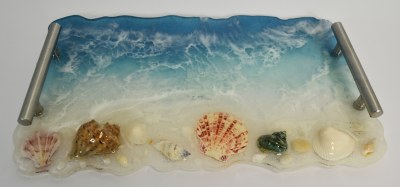 8" x 14" Beach Tray With Silver Handles