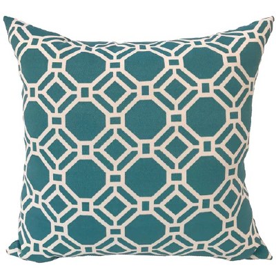 16" Sq Turquoise Tiles Decorative Outdoor Pillow