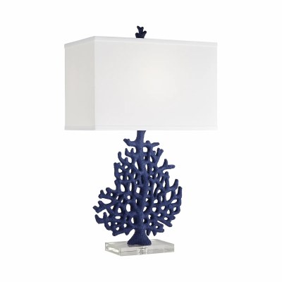 29" Dark Blue Flat Faux Coral Table Lamp