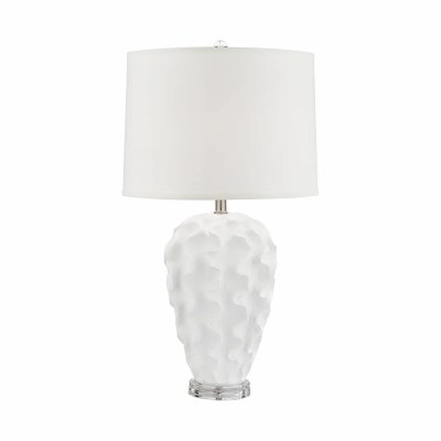 28" White Wavy Faux Coral Table Lamp