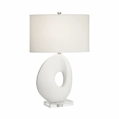29" White Polyresin Oval Sculpture Table Lamp