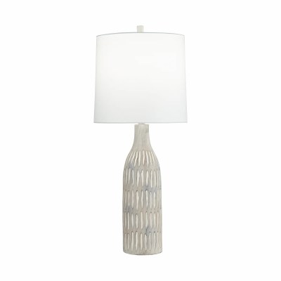 33" Gray and White Cylinder Lamp