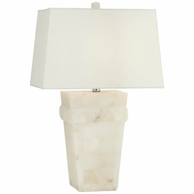 25" White Real Alabaster Table Lamp