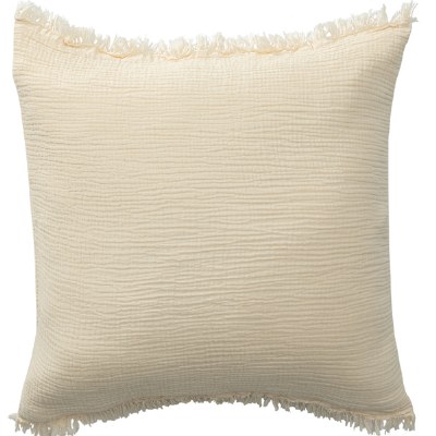 20" Sq Cream Textured Cotton Decorative Pillow