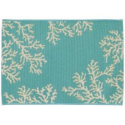 24" x 35" Aqua Coral Edge Indoor/Outdoor Mat