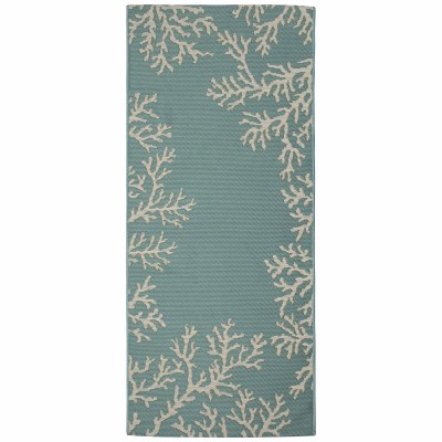 23" x 59" Aqua Coral Edge Indoor/Outdoor Runner