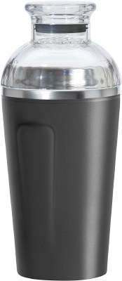 17 Oz Black With a Clear Lid Insulated Stainless Steel Cocktail Shaker