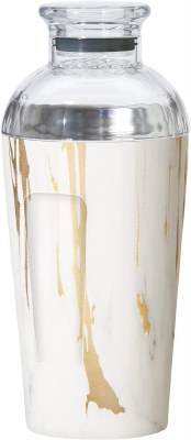 17 Oz White and Gold Clear Lid Insulated Stainless Steel Cocktail Shaker