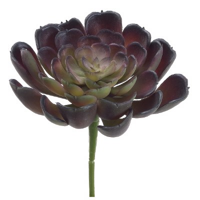 4" Faux Burgundy and Green Echeveria Pick