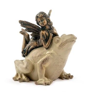 7" Bronze Polyresin Fairy on a Beige Frog