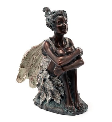 13" Bronze Polyresin Fairy Holding Her Knees