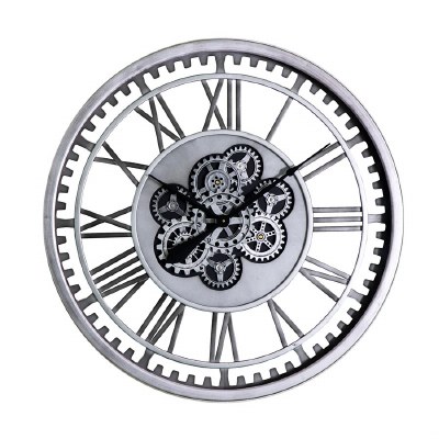 32" Silver Rim Gear Wall Clock