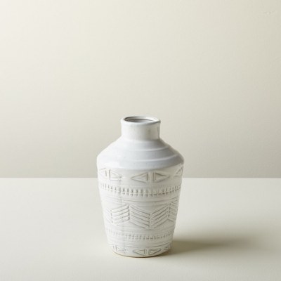 11" White Ceramic Pattern Vase