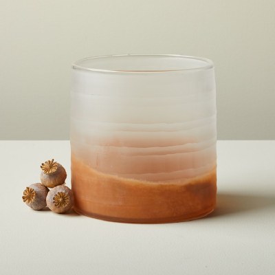 8" Frost and Orange Glass Hurricane