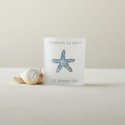 4" "The Beach is Where My Heart is" Glass Votive