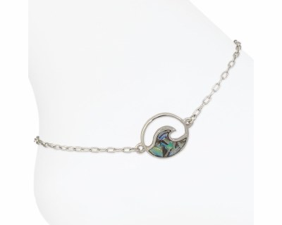 Silver Toned and Abalone Inlay Wave Anklet