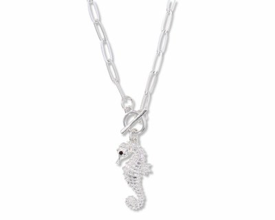 18" Silver Toned Seahorse Necklace