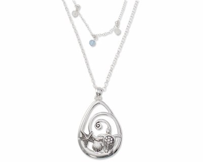 18" Silver Toned Two Row Sea Life Necklace