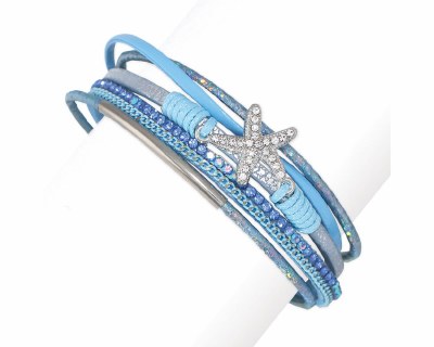 Silver Toned Starfish and Blue Multi Band Bracelet