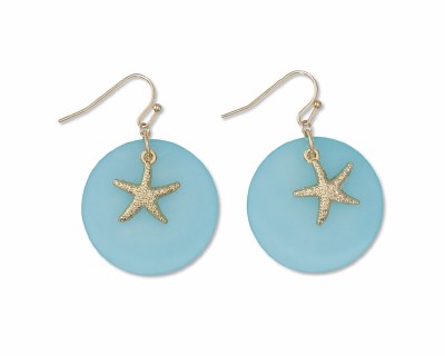 Gold Toned and Sea Glass Starfish Earrings