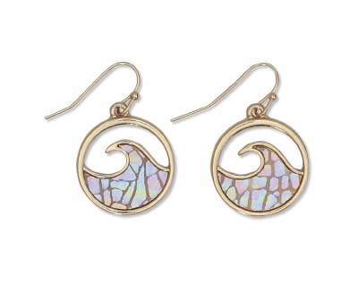 Gold Toned Iridescent Wave Earrings