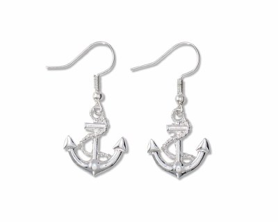 Silver Toned Anchor Earrings