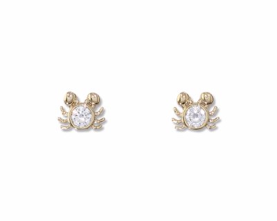 Gold Toned and Crystal Crab Earrings