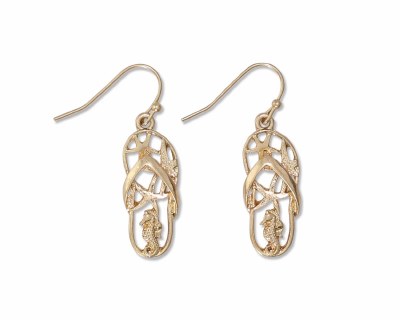 Gold Toned Flip Flop Earrings