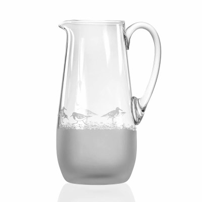 50 Oz Etched Sandpiper Glass Pitcher