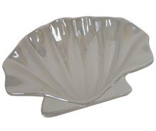 6" White Ceramic Scallop Shell Dish