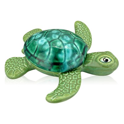6" Green Ceramic Sea Turtle Box