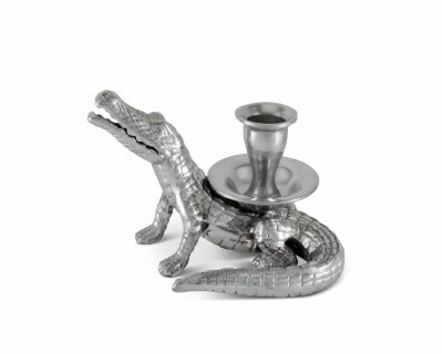 4" Silver Metal Alligator Taper Holder
