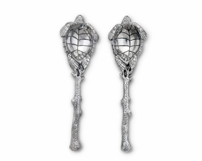 Set of Two 11" Silver Turtle Servers