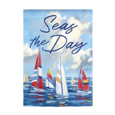 18" x 13" "Seas the Day" Sailboat Mini Garden Flag