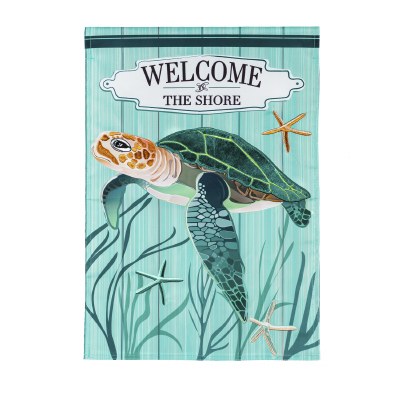 18" x 13" 'Welcome to the Shore" Green Turtle Mini Garden Flag