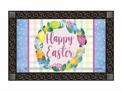 18" x 30" "Happy Easter" Wreath Doormat