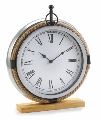 14" Round Silver Rope Sitting Clock