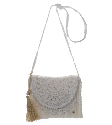 9" White Crochet Purse