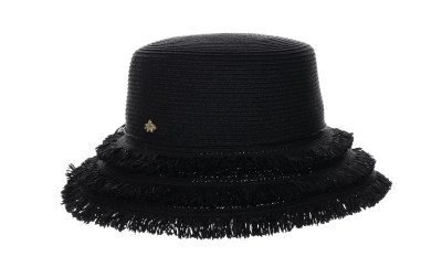 3" Brim Three Row Fringe Black Hat