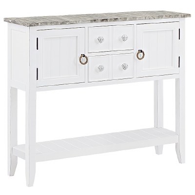 44" Boardwalk and White Two Drawer Two Door Console Table